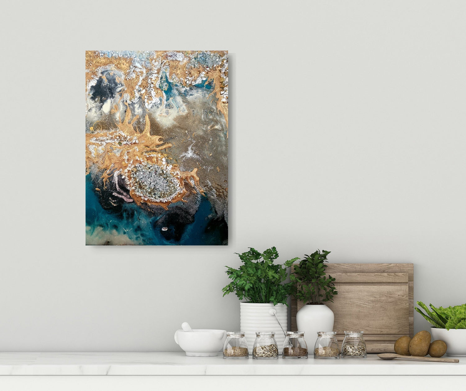 This beautiful painting is best suited for any any home style and location. This painting is by Canadian artist who uses modern style acrylic painting.